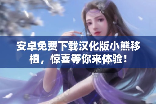 安卓免费下载汉化版小熊移植，惊喜等你来体验！