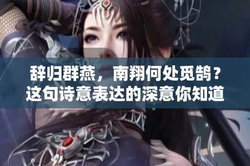 辞归群燕，南翔何处觅鹄？这句诗意表达的深意你知道吗？