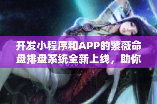 开发小程序和APP的紫薇命盘排盘系统全新上线，助你更好理解命理知识