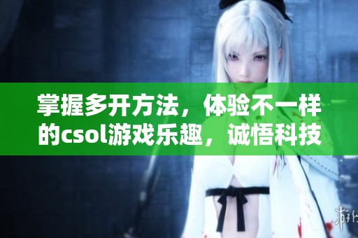 掌握多开方法，体验不一样的csol游戏乐趣，诚悟科技与你分享！