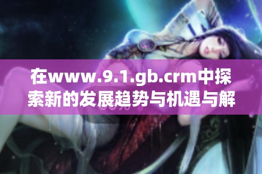 在www.9.1.gb.crm中探索新的发展趋势与机遇与解决方案共建成功路径