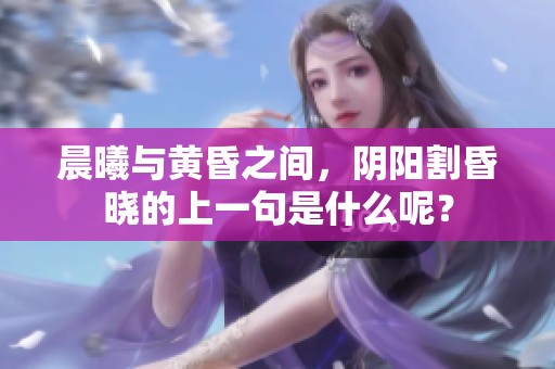 晨曦与黄昏之间，阴阳割昏晓的上一句是什么呢？