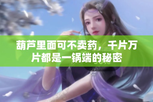 葫芦里面可不卖药，千片万片都是一锅端的秘密
