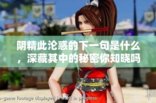 阴精此沦惑的下一句是什么，深藏其中的秘密你知晓吗