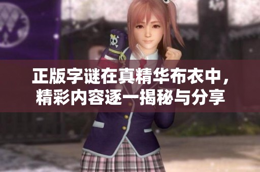 正版**在真精华布衣中，精彩内容逐一揭秘与分享